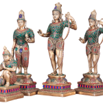 Brass Ram Darbar Meenakari Set | Lord Ram 23" with Family | Premium Stonework Art | 27 kg Temple Grade Murti | Handcrafted Divine Family Collection